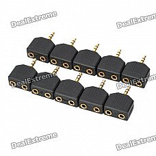 3.5mm Stereo Male to Dual Female Adapters (10-Pack)