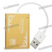 Multi-in-One USB 2.0 SD / TF / MS Card Reader - Golden + White