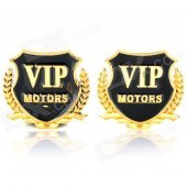 "VIP Motors" Pattern Metal Car Decorative Stickers - Golden + Black (Pair)