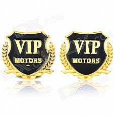 "VIP Motors" Pattern Metal Car Decorative Stickers - Golden + Black (Pair) "VIP Motors" Pattern Metal Car Decorative Stickers - Golden + Black (Pair)