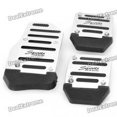 Vehicle Car Non-Slip Anti-Slip Pedal Covers for Brake/Clutch/Accelerator - Silver + Black (3-Piece)