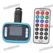 1.5" LCD Car MP3 Player FM Transmitter with SD/USB/TF - Black + Blue