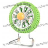 Tire Style USB Rechargeable 3-Blade Fan - Green
