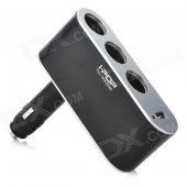 1-to-3 Triple-Socket Cigarette Power Splitter with 5V 500mA USB Power Port
