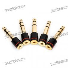 6.35mm Male to 3.5mm Female Audio Jack Adapters - Golden + Black (5-Piece Pack) 6.35mm Male to 3.5mm Female Audio Jack Adapters - Golden + Black (5-Piece Pack)
