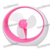 USB Powered 3-Fan-Blade Cooling Fan for Computer - Pink + White (2 x AAA)
