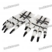 Cool Scary Devil Gloves for Halloween Cosplay Costume Party - White + Black (Pair)