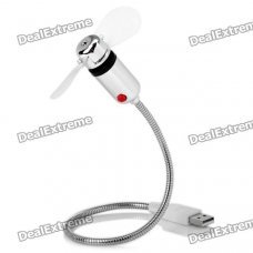 Mini Flexible USB Cooling Fan w/ LED Blue Light Effect - Silver Mini Flexible USB Cooling Fan w/ LED Blue Light Effect - Silver