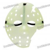 Glow-in-the-Dark Halloween Jason Damaged Face Mask - Green