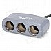 3-in-1 Car Cigarette Powered Adapter Extended Socket with USB - Silver Gray 3-in-1 Car Cigarette Powered Adapter Extended Socket with USB - Silver Gray