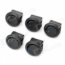 Car OFF/ON Rocker Switches with Blue Light Indicator (5-Piece Pack / 12V)
