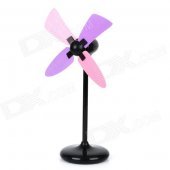 Stylish ABS 4-Fan-Blade USB Fan - Black (3 x AAA)