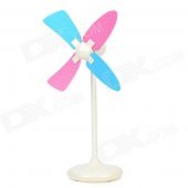 Stylish ABS 4-Fan-Blade USB Fan - White (3 x AAA)