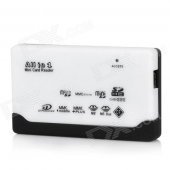 6-in-1 Card Reader with LED Indicator - Black + White