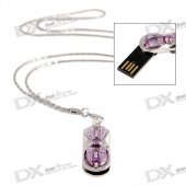 Crystal Stainless Steel Necklace with Hidden USB 2.0 Jump/Flash Drive (4GB)