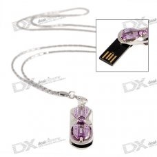 Crystal Stainless Steel Necklace with Hidden USB 2.0 Jump/Flash Drive (4GB)