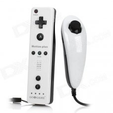 GOiGOME Nunchuck + Remote Controller w/ Motion Plus / Silicone Case for Wii - White + Black (2 x AA) GOiGOME Nunchuck + Remote Controller w/ Motion Plus / Silicone Case for Wii - White + Black (2 x AA)