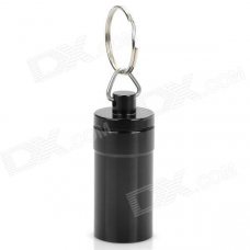 Stylish Aluminum Alloy Keychain with Pill / Small Gadgets Holder - Black