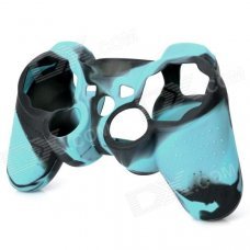 Protective Silicone Cover Case for PS3 / PS2 Controller - Black + Light Blue