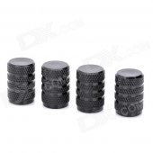 Aluminium Alloy Car Tire Valve Caps - Black (4-Piece Pack)