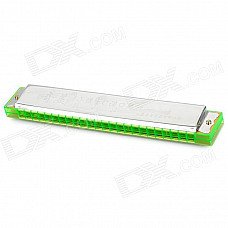 Metal 24-Hole C-key Harmonica - Green