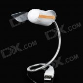 USB Powered 2-Blade Flexible Neck Cooling Fan with LED Light - White