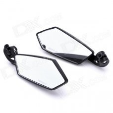 Plastic Rhombus Style Motorcycle Rearview Mirrors - Black