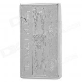 Leopard Head Pattern Wind Resistant Butane Jet Lighter - Silver