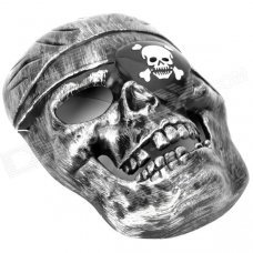 Cool Pirate Skull Face Mask - Silver Grey + Black