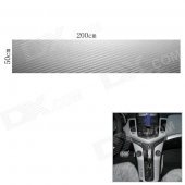 Woven Pattern 3D Carbon Fiber Paper Decoration Sheet Car Sticker - Silver (50 x 200cm)