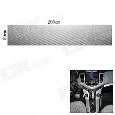Woven Pattern 3D Carbon Fiber Paper Decoration Sheet Car Sticker - Silver (50 x 200cm)