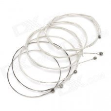 Replacement Steel String Set for Guitar - Silver + White (6-Piece Pack)
