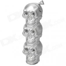 Cool LED Eyes Skull Heads Style Gas Lighter - Silver (3 x LR621)
