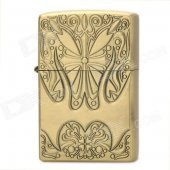 Stylish Flower Pattern Fluid Fuel Lighter - Golden