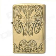 Stylish Flower Pattern Fluid Fuel Lighter - Golden