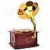 Stylish Phonograph Clockwork Spring Music Box - Brown + Yellow