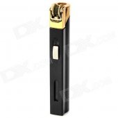 Long Strip Shaped Windproof Fix Flame Butane Gas Lighter - Black + Golden