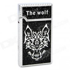Cool Wolf Head Pattern Butane Gas Lighter - Black + Silver