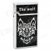 Cool Wolf Head Pattern Butane Gas Lighter - Black + Silver