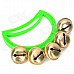 Plastic + Metal 5-Bell Handheld Tambourine - Green + Golden