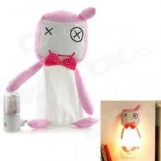 Cute Smiling Doll LED Night Wall Lamp - Pink + White