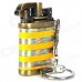 Horizontal Stripe Pattern Butane Gas Lighter w/ Keychain - Silver + Yellow Horizontal Stripe Pattern Butane Gas Lighter w/ Keychain - Silver + Yellow