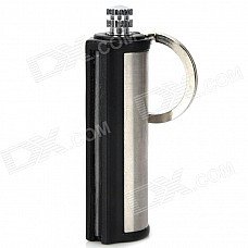Cylinder Style Kerosene Matchstick Lighter w/ Keychain - Silver + Black Cylinder Style Kerosene Matchstick Lighter w/ Keychain - Silver + Black