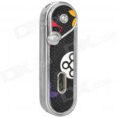 Flower Pattern Windproof Butane Jet Lighter - Silver + Black