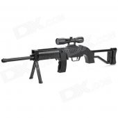 Plastic Sniper Rifle Gun Shaped Controller w/ Scope for Wii Shooting Games - Black (2 x AAA)