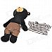 Cute Bear Couple Toy Dolls w/ Stripe T-Shirt - Black + Brown Cute Bear Couple Toy Dolls w/ Stripe T-Shirt - Black + Brown