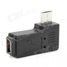 Micro USB Male to Mini USB Female Right Angle Adapter - Black Micro USB Male to Mini USB Female Right Angle Adapter - Black
