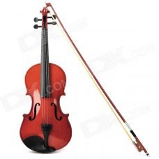 Beginner's Wood Case 4-String Violin w/ Horse Hair Bow and Rosin - Red + Black