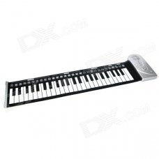 Portable Roll-up 49-Key Soft Silicone Keyboard Piano - Black + White Portable Roll-up 49-Key Soft Silicone Keyboard Piano - Black + White