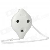 6-Hole Plastic Ocarina with Strap - White (C-Key)